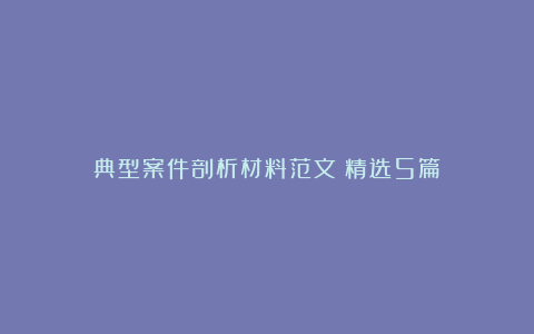 典型案件剖析材料范文（精选5篇）