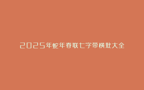 2025年蛇年春联七字带横批大全