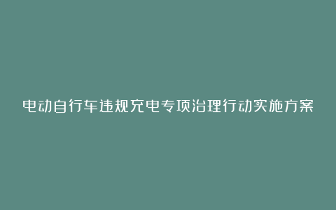 电动自行车违规充电专项治理行动实施方案4篇