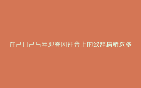 在2025年迎春团拜会上的致辞稿精选多篇