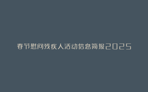 春节慰问残疾人活动信息简报2025