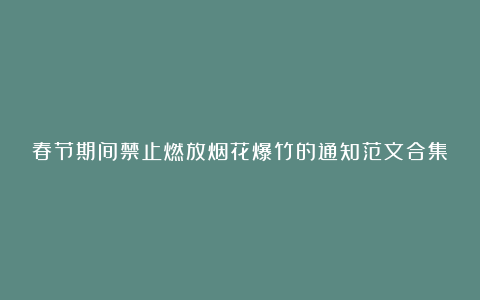 春节期间禁止燃放烟花爆竹的通知范文合集