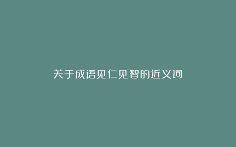 关于成语见仁见智的近义词