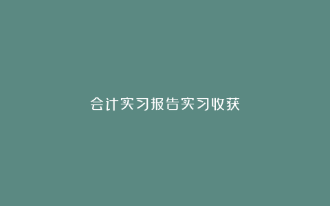 会计实习报告实习收获