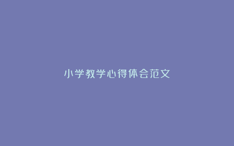 小学教学心得体会范文