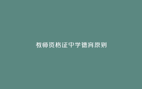 教师资格证中学德育原则