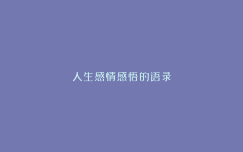 人生感情感悟的语录