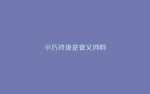 小巧玲珑是褒义词吗