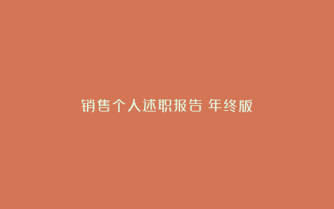 销售个人述职报告（年终版）