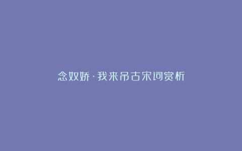 念奴娇·我来吊古宋词赏析