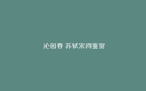 《沁园春》苏轼宋词鉴赏