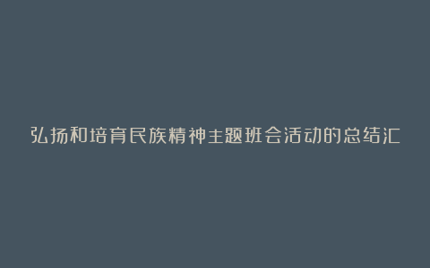 弘扬和培育民族精神主题班会活动的总结汇报