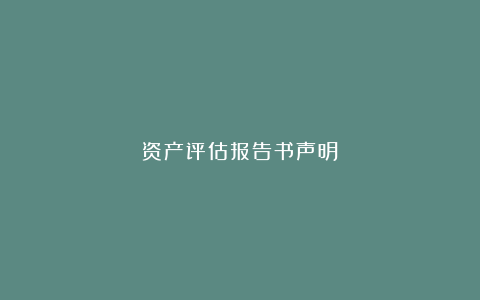 资产评估报告书声明