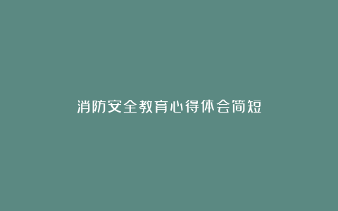 消防安全教育心得体会简短