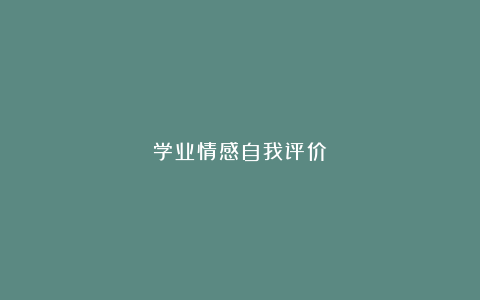 学业情感自我评价