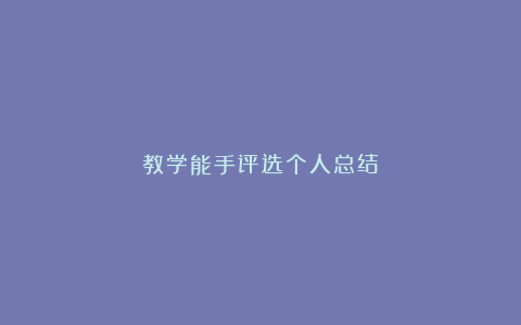 教学能手评选个人总结