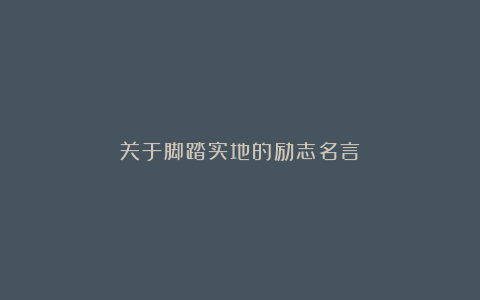 关于脚踏实地的励志名言