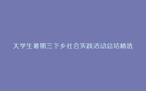 大学生暑期三下乡社会实践活动总结精选