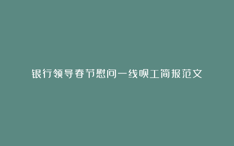 银行领导春节慰问一线员工简报范文