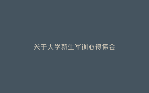 关于大学新生军训心得体会