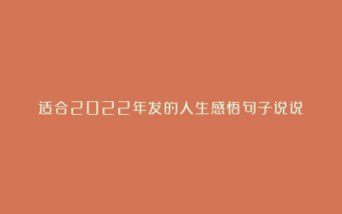 适合2022年发的人生感悟句子说说