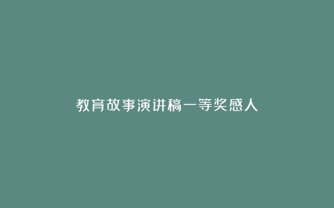 教育故事演讲稿一等奖感人