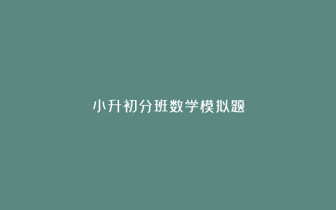 小升初分班数学模拟题