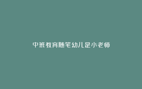 中班教育随笔幼儿是小老师