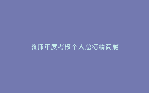 教师年度考核个人总结精简版