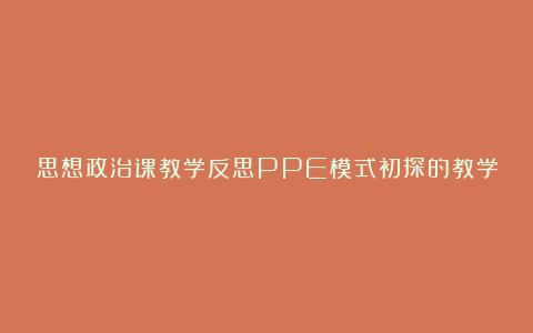 思想政治课教学反思PPE模式初探的教学反思