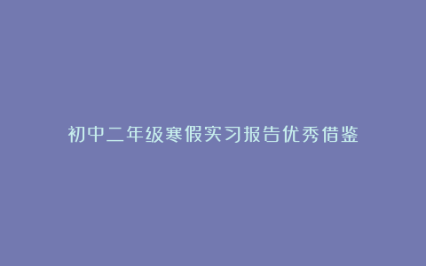 初中二年级寒假实习报告优秀借鉴