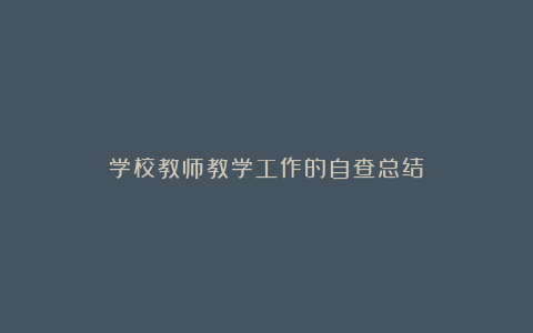 学校教师教学工作的自查总结