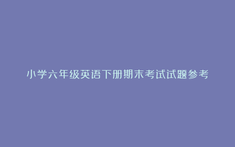 小学六年级英语下册期末考试试题参考