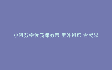 小班数学优质课教案《里外辨识》含反思