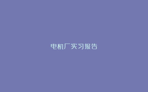 电机厂实习报告