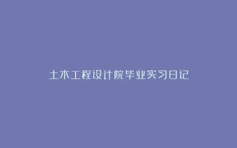 土木工程设计院毕业实习日记