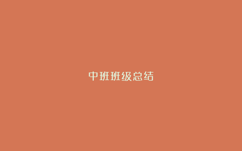 中班班级总结