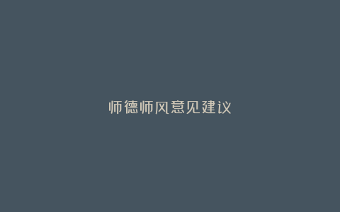 师德师风意见建议