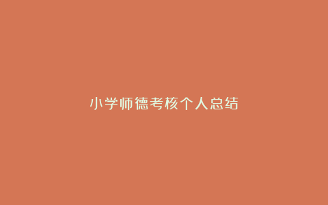 小学师德考核个人总结