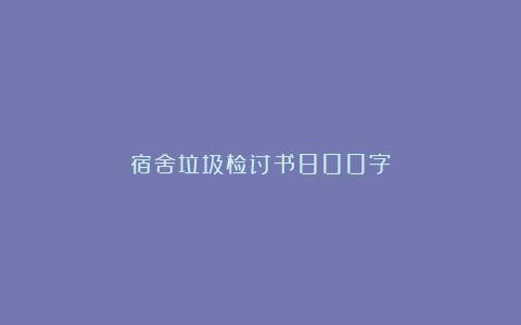 宿舍垃圾检讨书800字