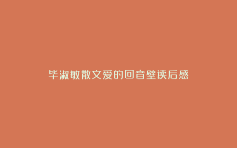 毕淑敏散文爱的回音壁读后感