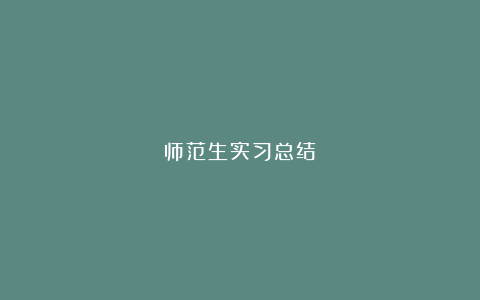 师范生实习总结