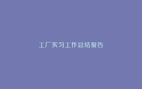 工厂实习工作总结报告