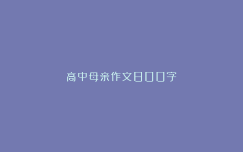 高中母亲作文800字