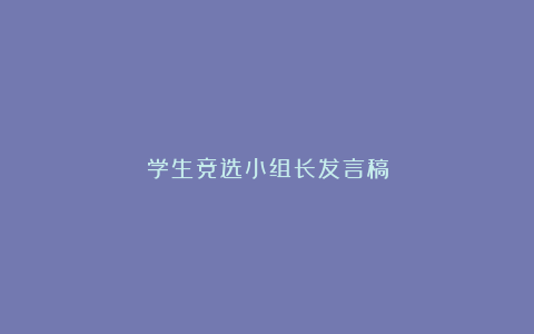 学生竞选小组长发言稿