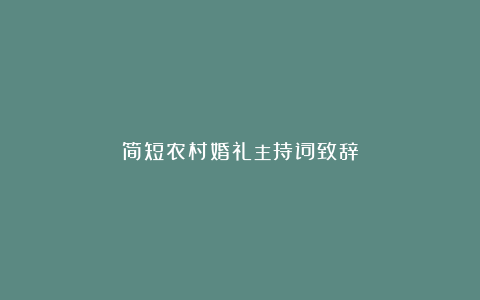 简短农村婚礼主持词致辞