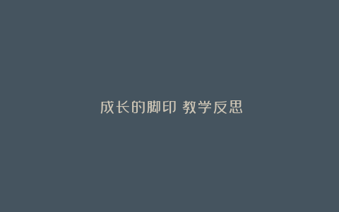 《成长的脚印》教学反思