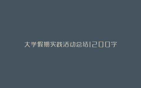 大学假期实践活动总结1200字