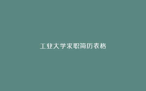 工业大学求职简历表格