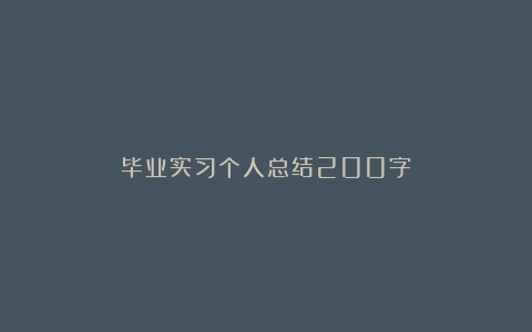 毕业实习个人总结200字